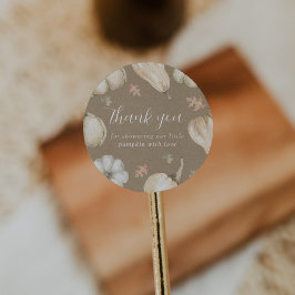 Rustic White Pumpkins Fall Baby Dusche Vielen Dank Runder Aufkleber