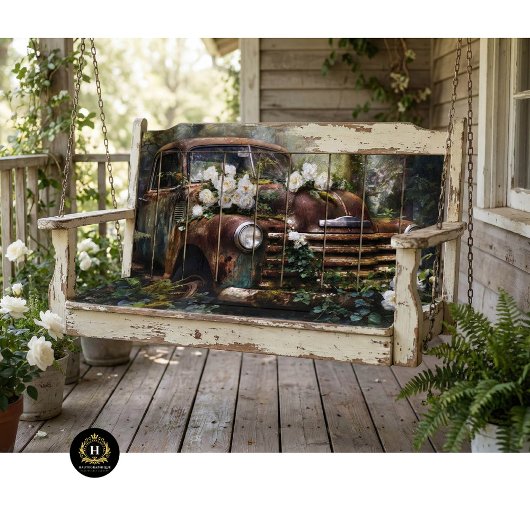 Rustic White Rose Truck Decoupage Seidenpapier