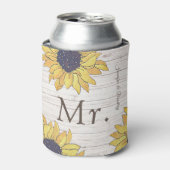 Rustic White Wood Chic Yellow Sunflower Dosenkühler (Kanne Vorderseite)