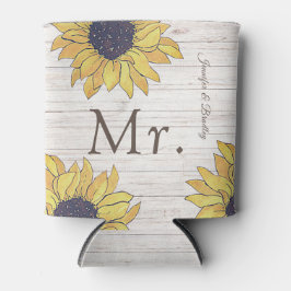 Rustic White Wood Chic Yellow Sunflower Dosenkühler