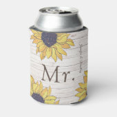 Rustic White Wood Chic Yellow Sunflower Dosenkühler (Kanne Rückseite)