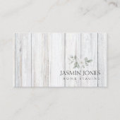 Rustic White Wood Greenery Home Staging Visitenkarte (Vorderseite)