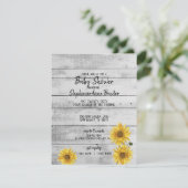 Rustic White Wood Sunflowers Baby Showcard Einladung (Stehend Vorderseite)