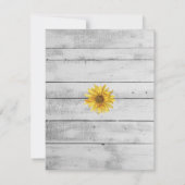 Rustic White Wood Sunflowers Baby Showcard Einladung (Rückseite)