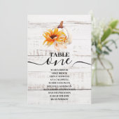 Rustic White Wood Watercolor Pumpkin Sunflower Einladung (Stehend Vorderseite)