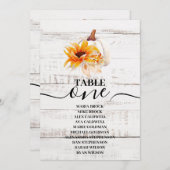 Rustic White Wood Watercolor Pumpkin Sunflower Einladung (Vorne/Hinten)