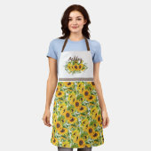 Rustic White Yellow Sunflower Personalized Schürze (Getragen)