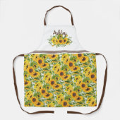 Rustic White Yellow Sunflower Personalized Schürze (Vorderseite)