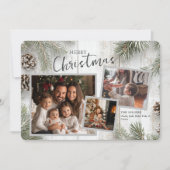 Rustic Whitewusch Wohn Weihnachtsfoto Collage Feiertagskarte (Vorderseite)