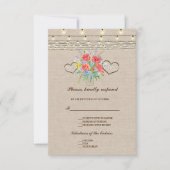 Rustic Wild Blume Burlap Wedding RSVP (Vorderseite)