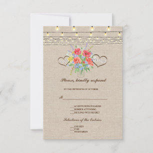 Rustic Wild Blume Burlap Wedding RSVP