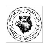 Rustic Wild Boar Head Library Name #1N Permastempel (Design)