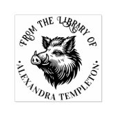 Rustic Wild Boar Head Library Name #1P Permastempel (Design)