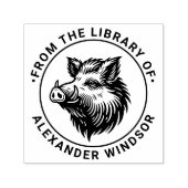 Rustic Wild Boar Head Library Name Permastempel (Design)