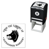 Rustic Wild Boar Head Round Library Name Permastempel (Beispiel)