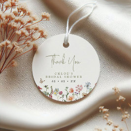 Rustic Wild Flowers Bridal Shower Thank You Circle Geschenkanhänger