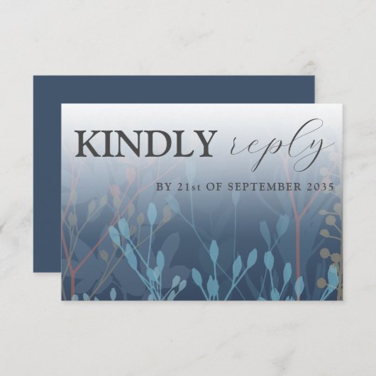 Rustic Wild Grasses Blue UAWG Wedding RSVP Karte (Vorne/Hinten)