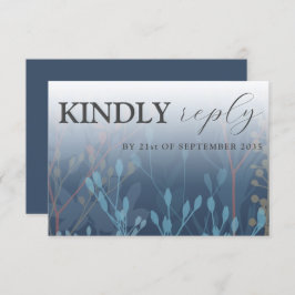 Rustic Wild Grasses Blue UAWG Wedding RSVP Karte