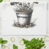 Rustic Wild Mushroom Sketch Design by CallisC Arts Geschirrtuch (Gefaltet)