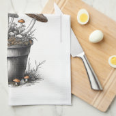 Rustic Wild Mushroom Sketch Design by CallisC Arts Geschirrtuch (Viertel Falte)