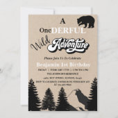 Rustic Wild One Adventure Erster Geburtstag Party Einladung (Vorderseite)