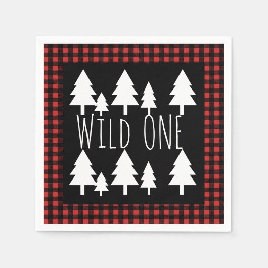 Rustic Wild One Buffalo Karo Kariert Serviette (Vorderseite)