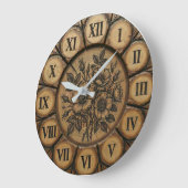 Rustic Wild Rose Wall Clock | Wood-Look Farmhouse  Große Wanduhr (Winkel)