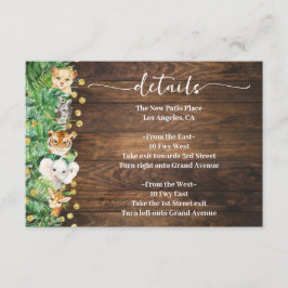 Rustic Wild Safari Animals Babydusche Details Begleitkarte