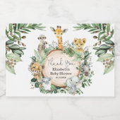 Rustic Wild Safari Baby Animals Jungle Greenery Schaumweinetikett (Einzelnes Label)
