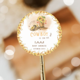 Rustic Wild West Boy Shower Runder Aufkleber