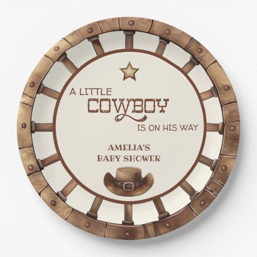 Rustic Wild West Cowboy Baby Shower Pappteller (Vorderseite)