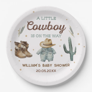 Rustic Wild West Cowboy Baby Shower Pappteller