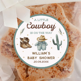 Rustic Wild West Cowboy Baby Shower Runder Aufkleber