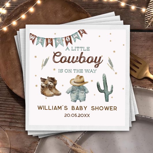 Rustic Wild West Cowboy Baby Shower Teller Serviette
