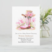 Rustic Wild West Cowgirl Babydusche Einladung (Stehend Vorderseite)