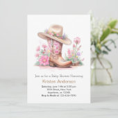 Rustic Wild West Cowgirl Babydusche Einladung (Stehend Vorderseite)