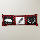 Rustic Wild Woodland Buffalo Karo Kariert Seitenschläferkissen (Rückseite)