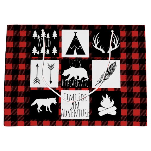 Rustic Wilderness & Animals Buffalo Karo Kariert Große Geschenktüte (Vorderseite)
