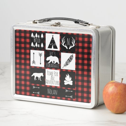 Rustic Wilderness & Animals Buffalo Karo Kariert Metall Lunch Box (Beispiel)