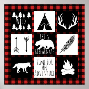 Rustic Wilderness & Animals Buffalo Karo Kariert Poster