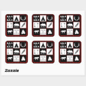 Rustic Wilderness & Animals Buffalo Karo Kariert Quadratischer Aufkleber (Blatt)