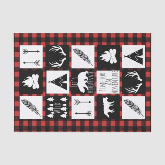 Rustic Wilderness & Animals Buffalo Karo Kariert Seidenpapier (Vorderseite)