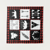 Rustic Wilderness & Animals Buffalo Karo Kariert Wandteppich (Vorderseite (Horizontal))