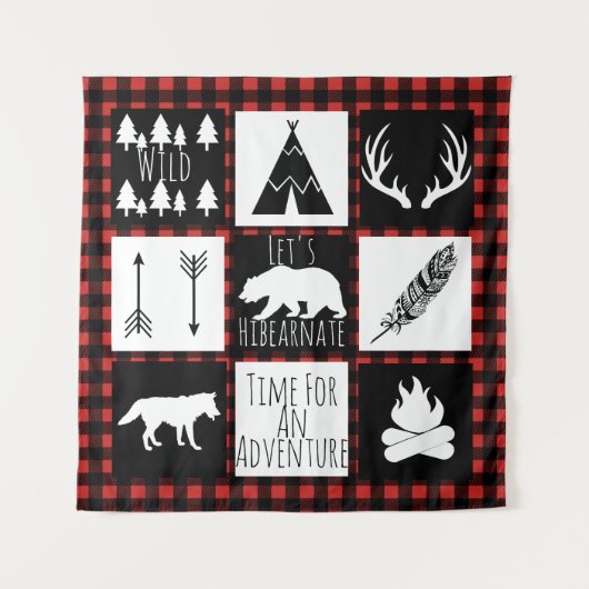 Rustic Wilderness & Animals Buffalo Karo Kariert Wandteppich (Vorderseite)