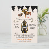 Rustic Wilderness Elose Baby Boy Dusche Einladung (Stehend Vorderseite)