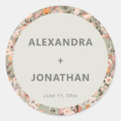 Rustic Wildflower Botanical Couples Shower Custom Runder Aufkleber (Vorderseite)