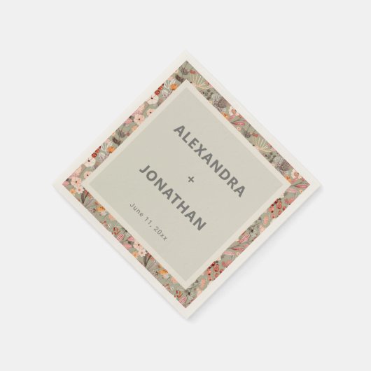 Rustic Wildflower Botanical Couples Shower Custom Serviette (Ecke)