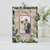 Rustic Wildflower Botanical Kraft Paper Wedding Dankeskarte (Stehend Vorderseite)