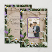 Rustic Wildflower Botanical Kraft Paper Wedding Dankeskarte (Vorne/Hinten)