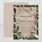Rustic Wildflower Botanical Kraft Paper Wedding Einladung (Vorne/Hinten)